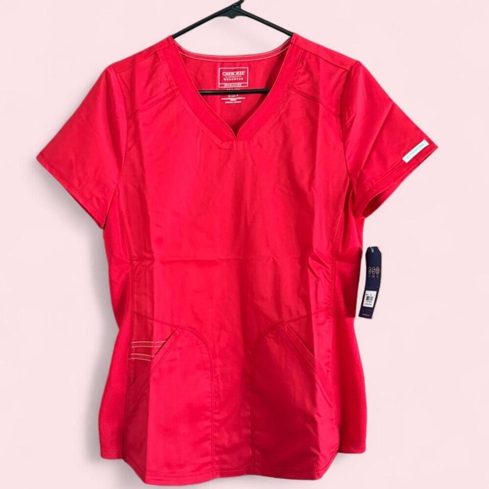 Women’s S Cherokee Authentic Workwear Revolution Red Scrub Top